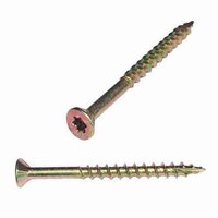 #8 X 1-5/8" Flat Head w/Nibs, Star (Torx) Drive, Outdoor Screw, Type 17, Zinc Yellow